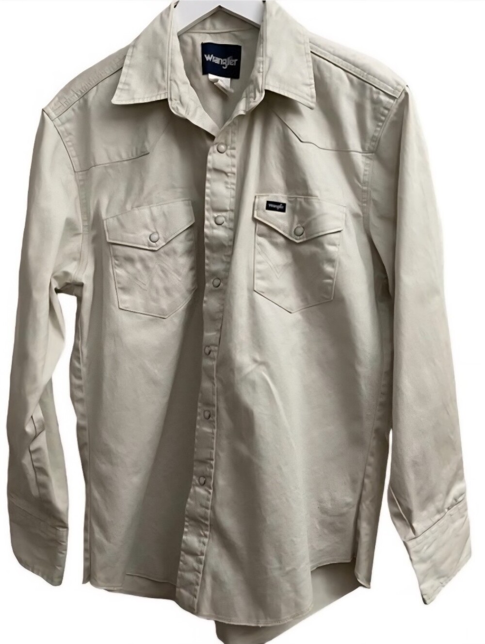 Vintage Wrangler Pearl Snap Western Style Shirt Men's Large L Off-White Cotton